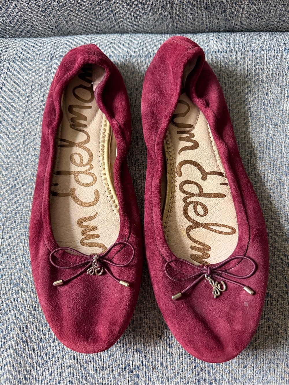 Sam Edelman Women’s Wine Leather Suede Ballet Flats Size: 8.5M